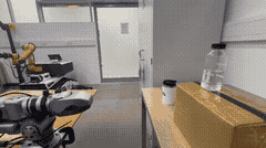 Grasping bottle at Location A — overhead camera view